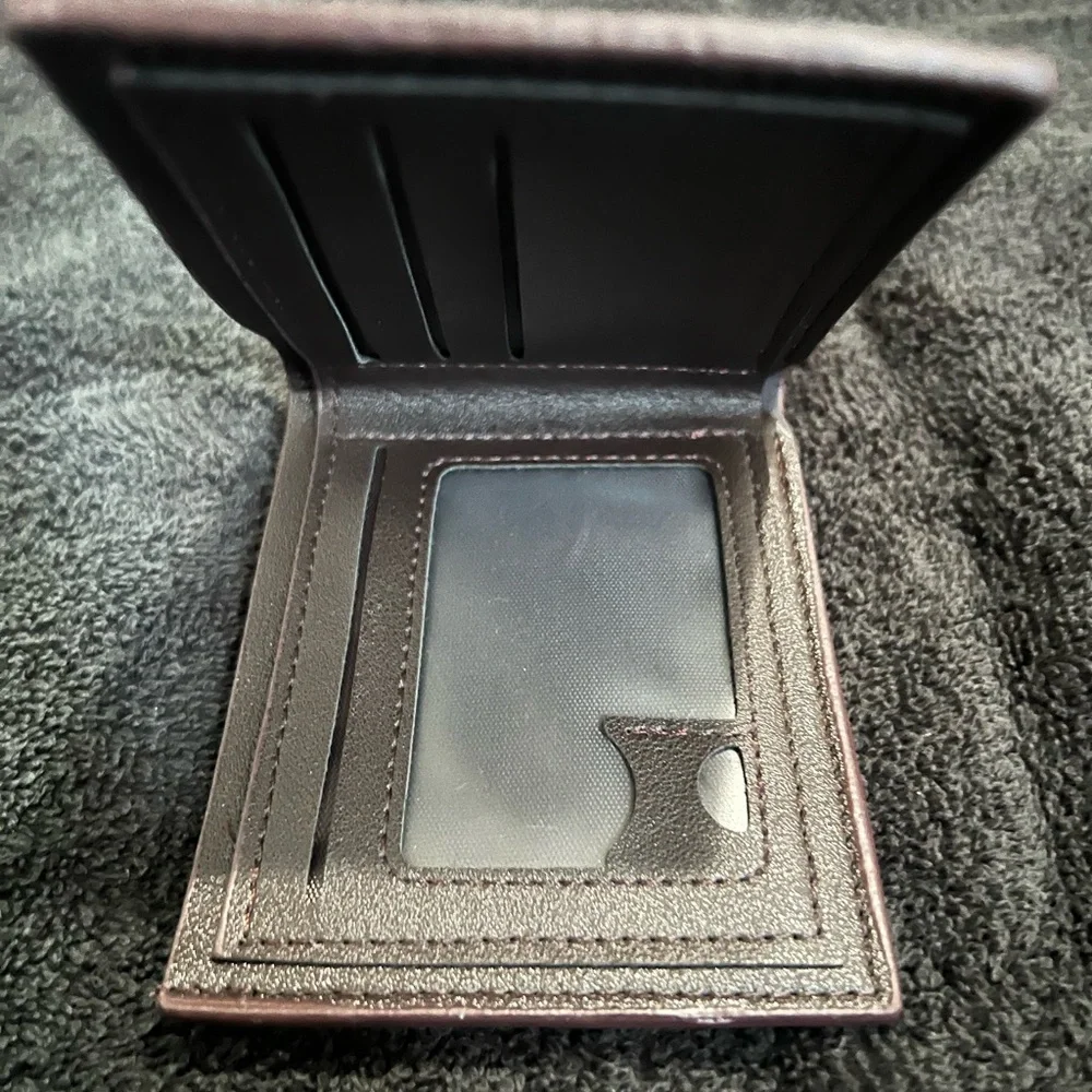 Brown Leather Double Billfold Wallet